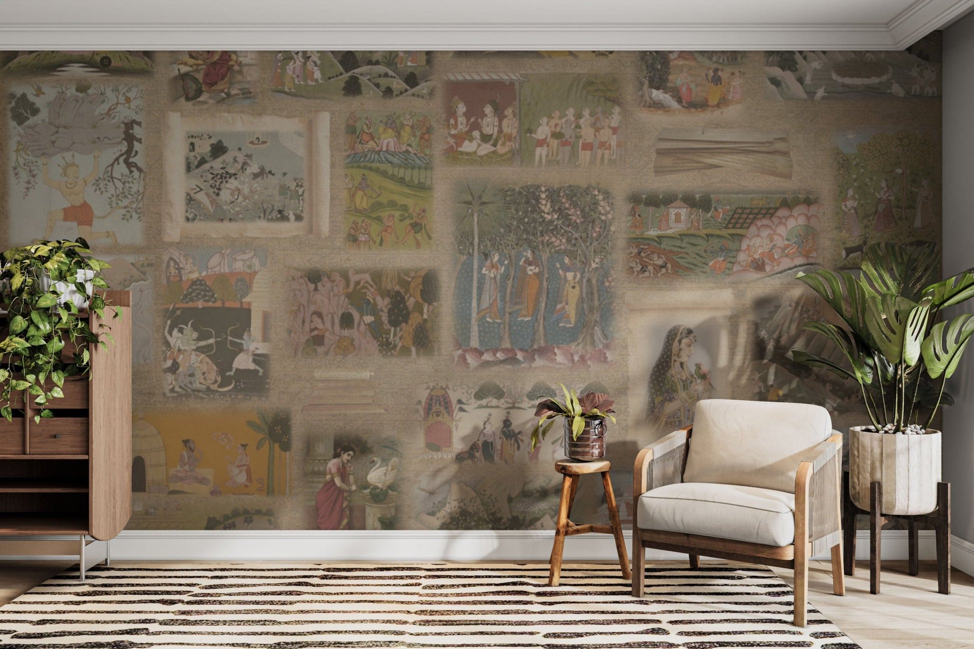 Illustrated Indian stories on wallpaper

