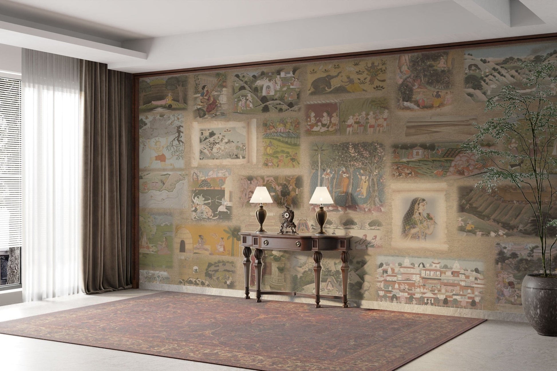 Vintage-style Indian tale wall mural

