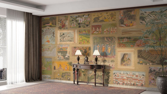 Cultural Indian scenes in art frames D322

