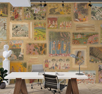 Vintage mural with Indian narratives

