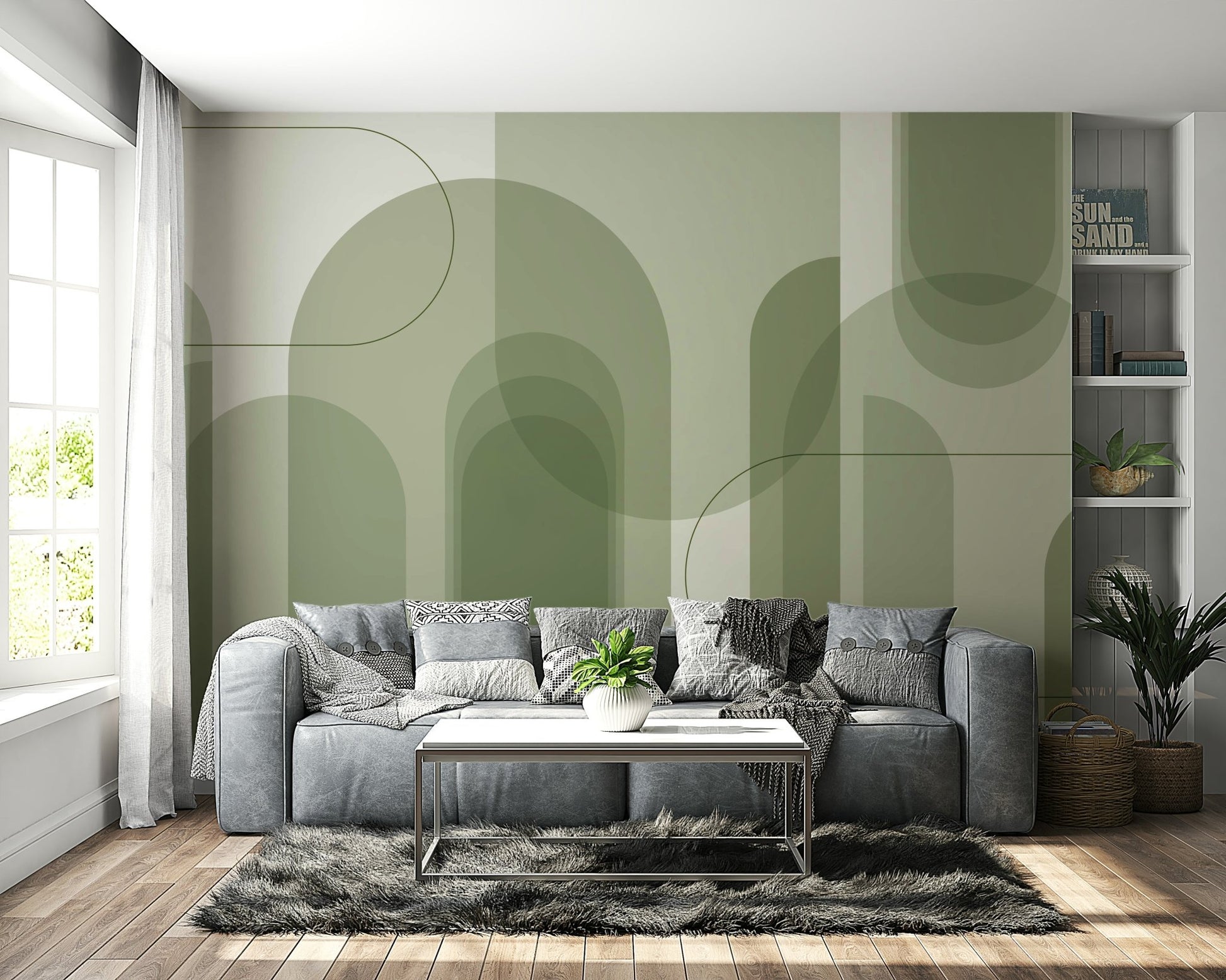 Minimal wallpaper with repeating arch pattern
