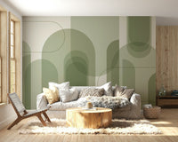 Balanced design mural in light sage
