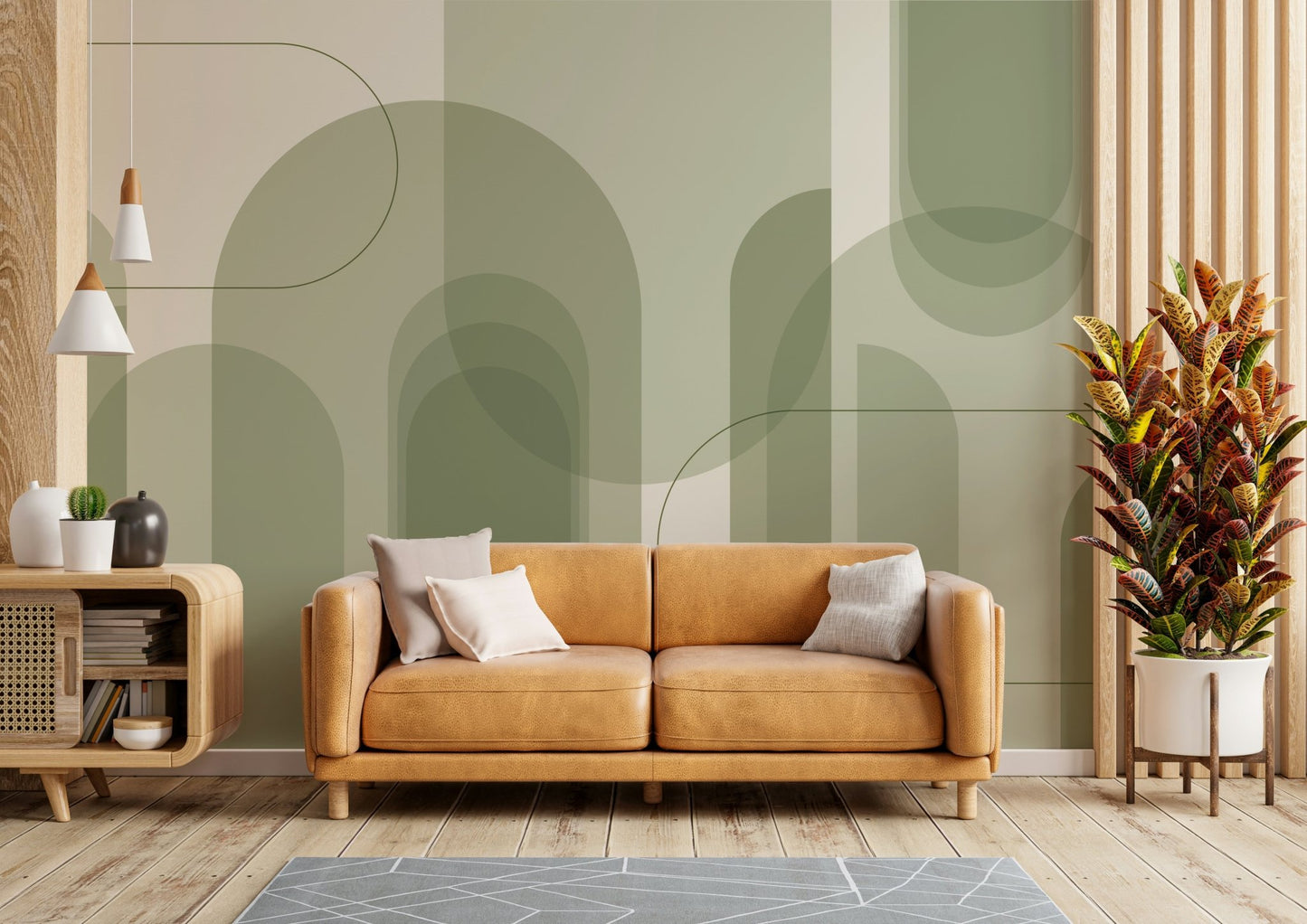 Wallpaper for walls in sage color tones
