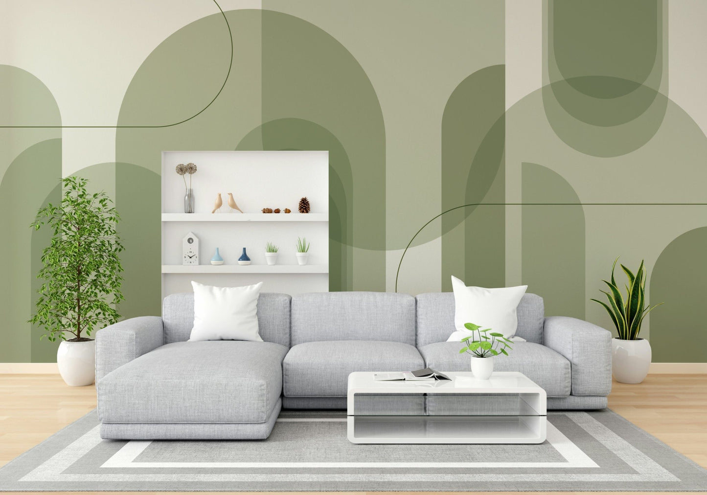 Modern arch wall mural for calm decor
