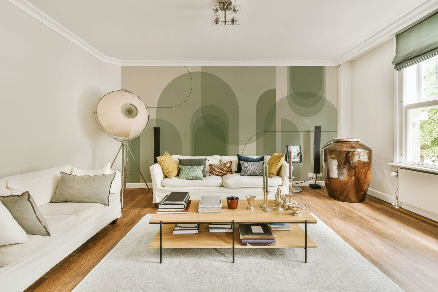 Soft geometric wallpaper for peaceful rooms
