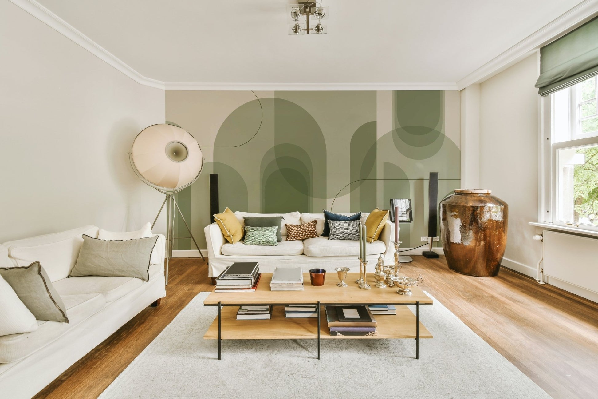 Soft geometric wallpaper for peaceful rooms
