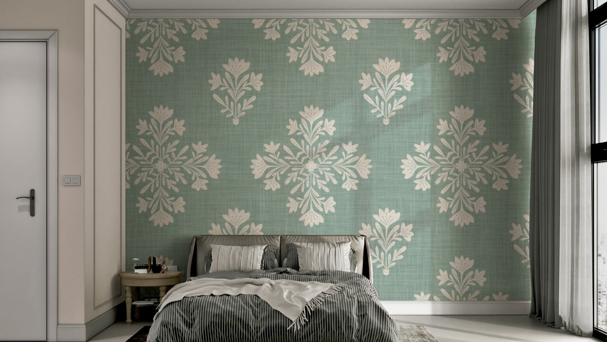 Easy-install Sage & Cream Botanical wallpaper

