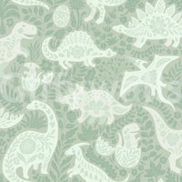Cute dinosaur-themed wallpaper in green tones


