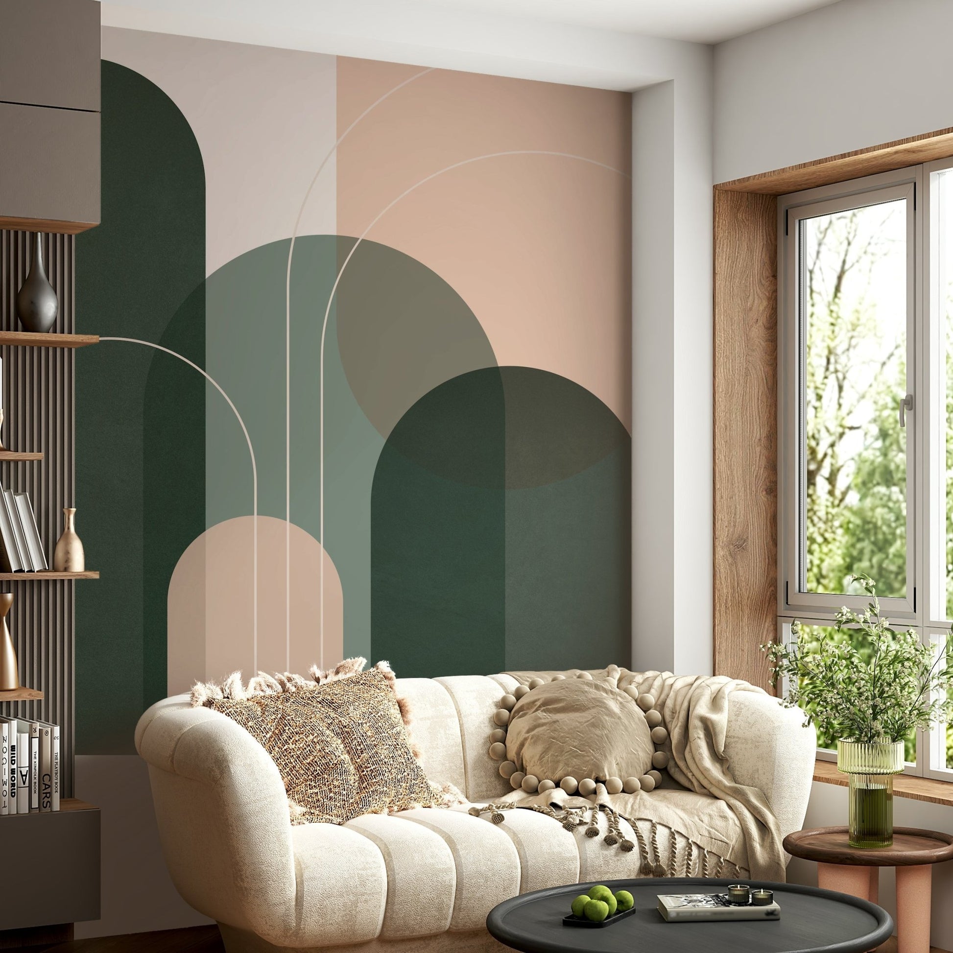 Sage Green Flow Mural for Calm and Relaxing Spaces

