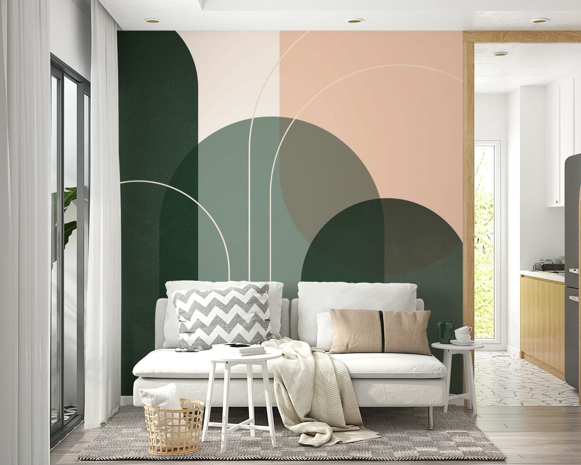 Modern Sage Green Flow Mural for Contemporary Walls

