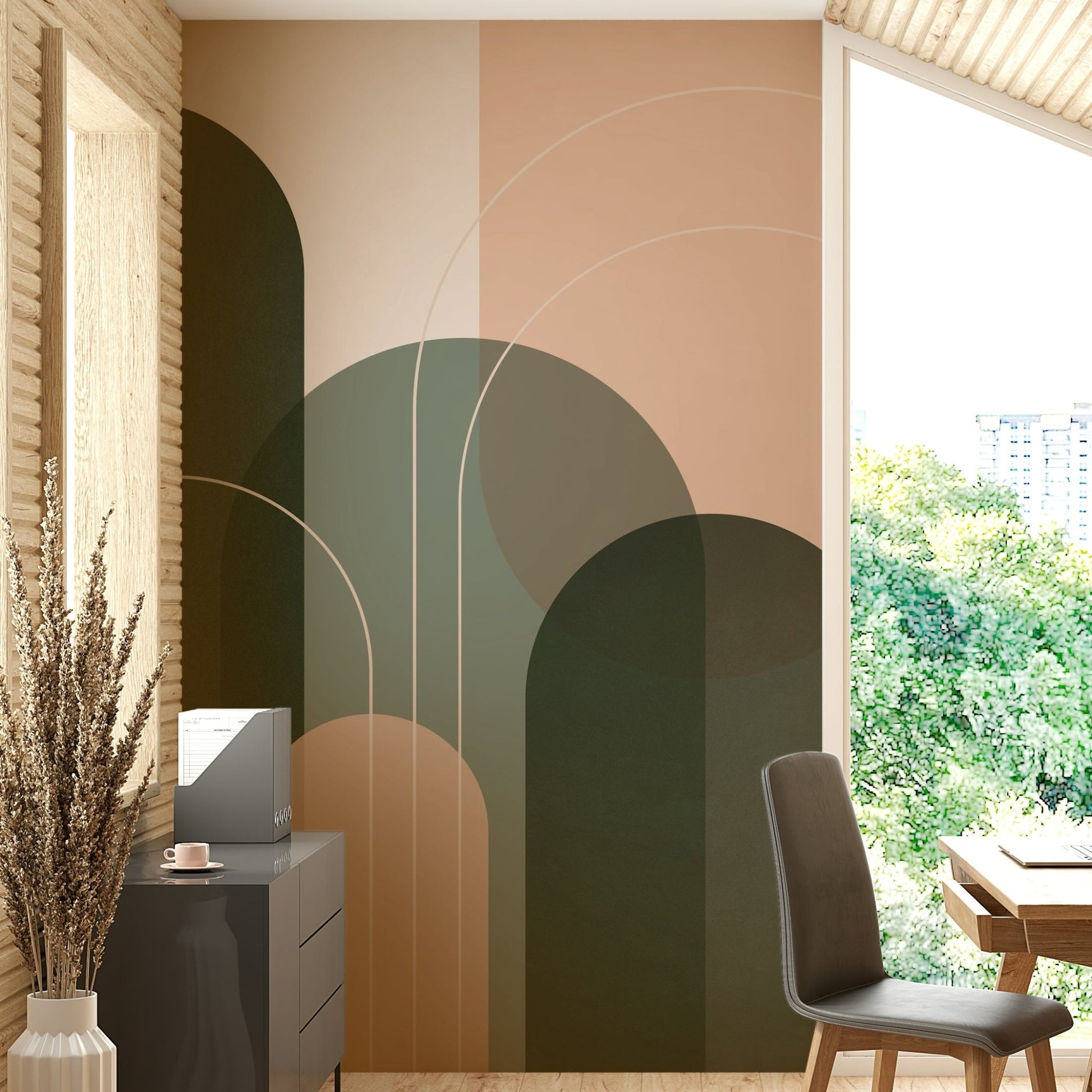 Fresh Sage Green Flow Wall Mural for Any Room

