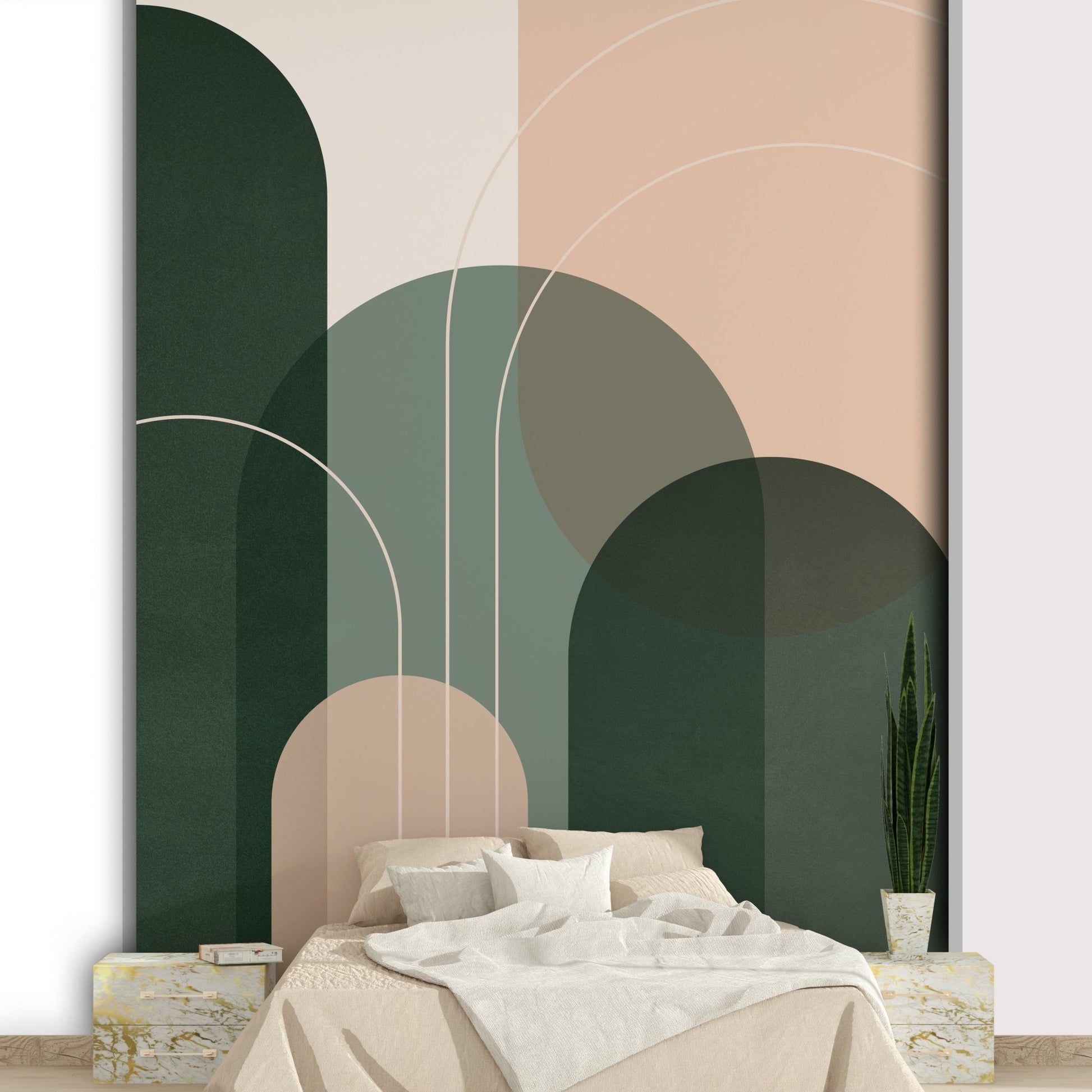 Transform Your Room with Sage Green Flow Mural

