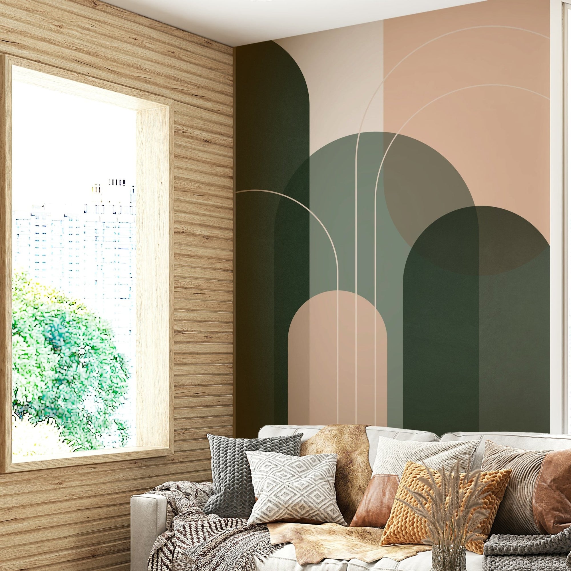Sage Green Flow Wall Mural for Elegant Interiors, GD1680