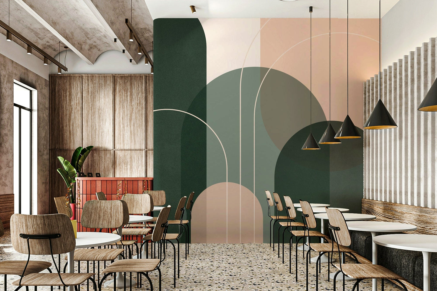 Stylish Sage Green Flow Wall Mural for Bedrooms

