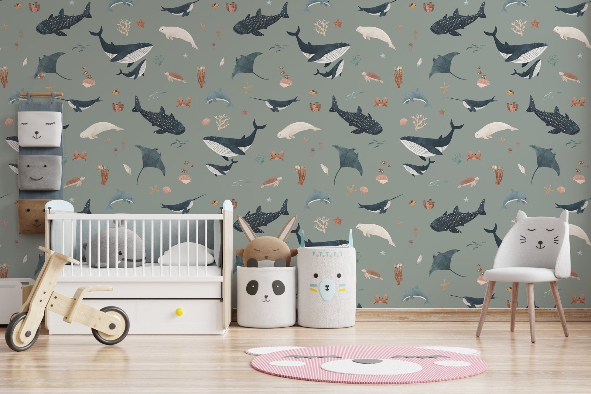 Stingray and dolphin marine wallpaper
