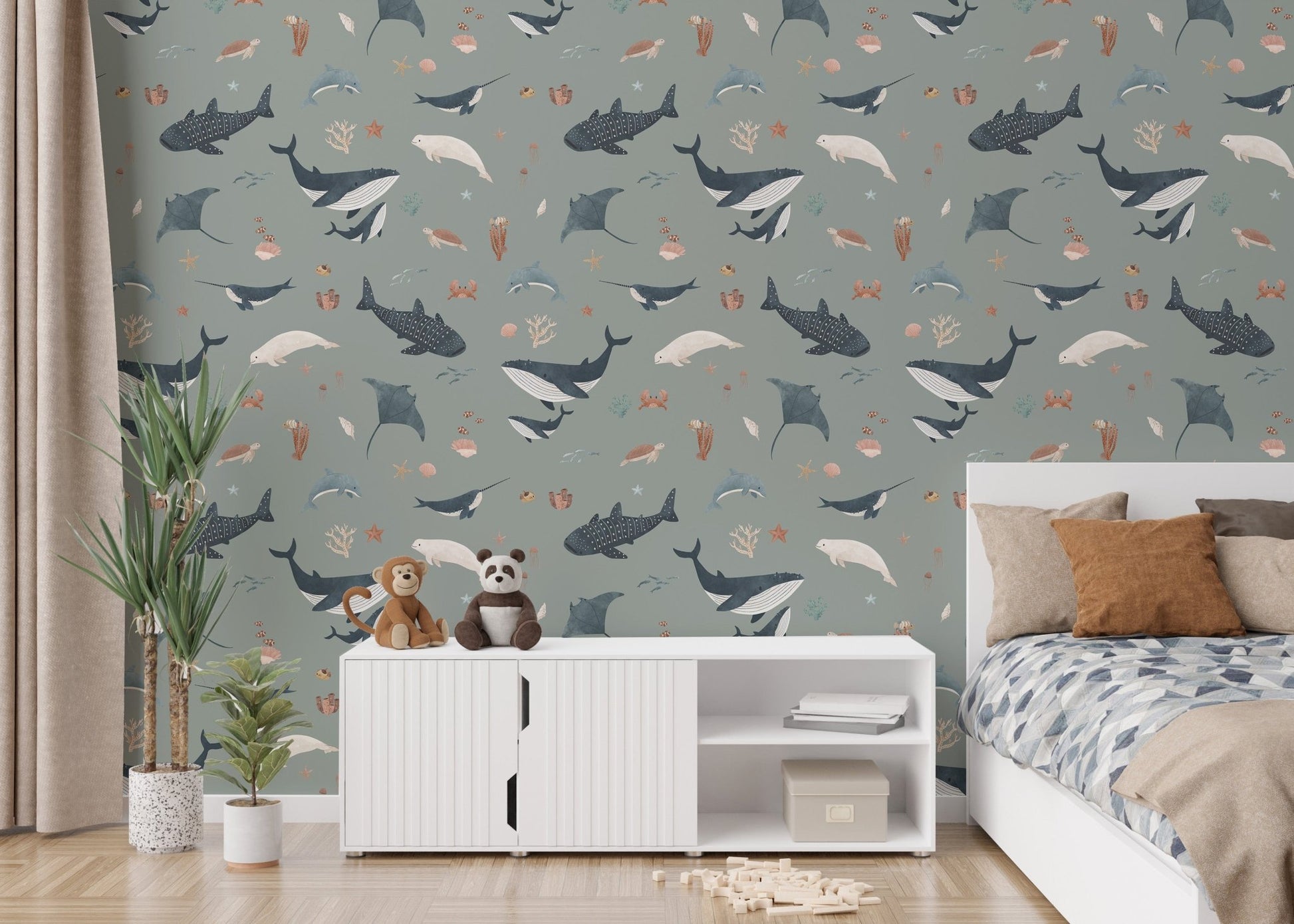 Coastal marine theme wallpaper pattern
