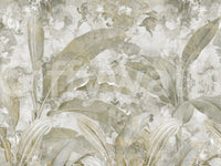Light sage foliage spreads across Sage Green Tropical Leaves wall mural surface