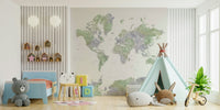Green watercolor world map wallpaper

