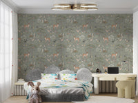 Storybook-style nature wallpaper in green
