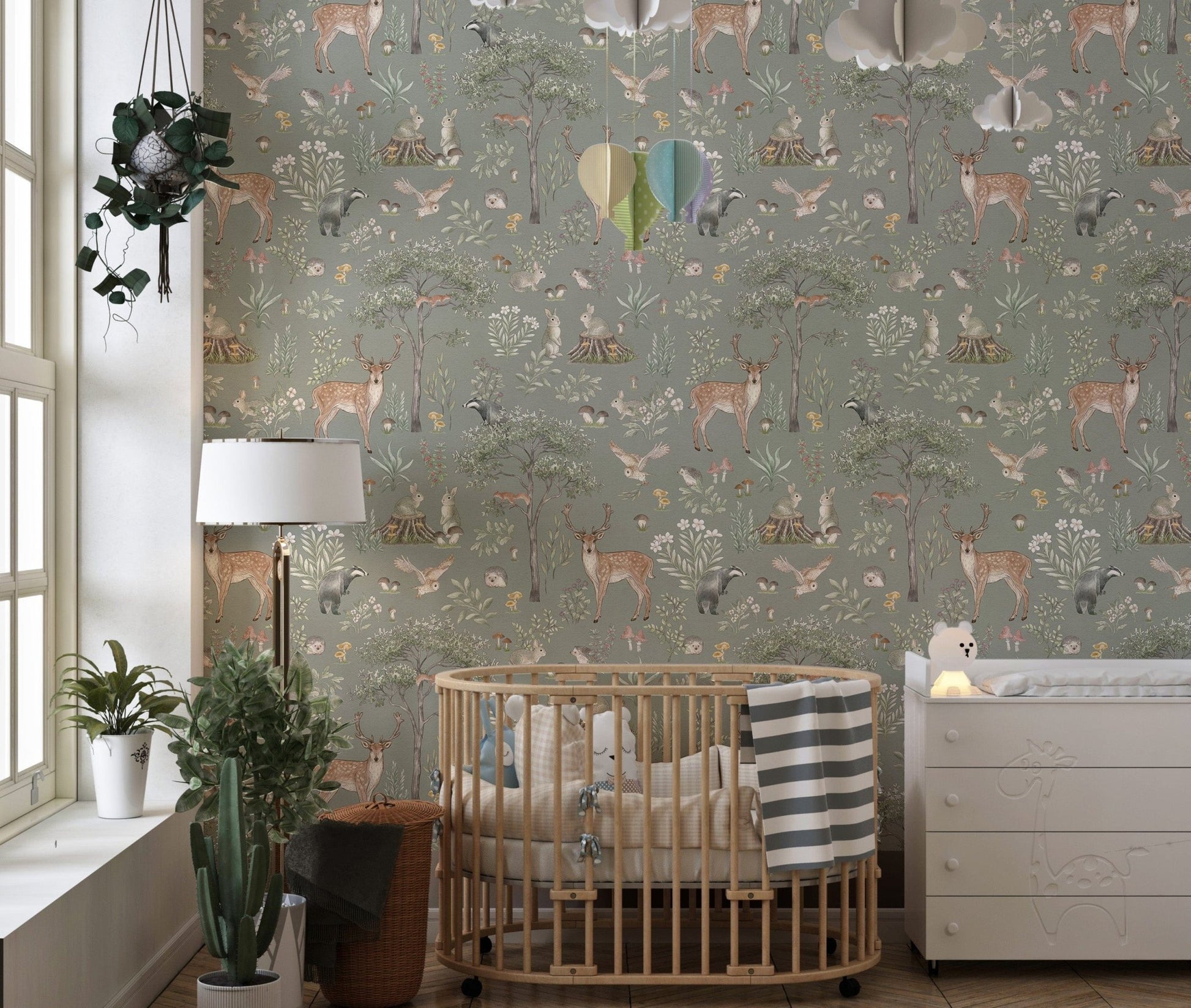Nature-inspired wildlife wallpaper mural
