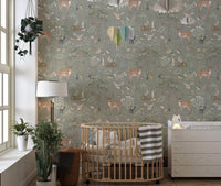 Nature-inspired wildlife wallpaper mural

