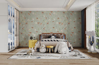 Rustic woodland wallpaper with deer KB79

