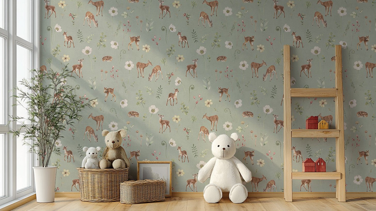 Forest-inspired deer wallpaper mural
 KB79