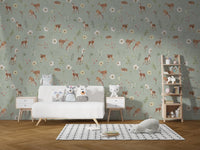 Forest animal wallpaper with deer print KB79
