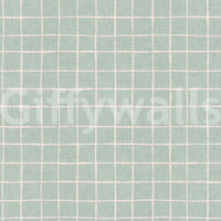 Light sage checked wallpaper for a fresh indoor feel.