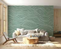 A peaceful wall mural with an elegant, flowing design.

