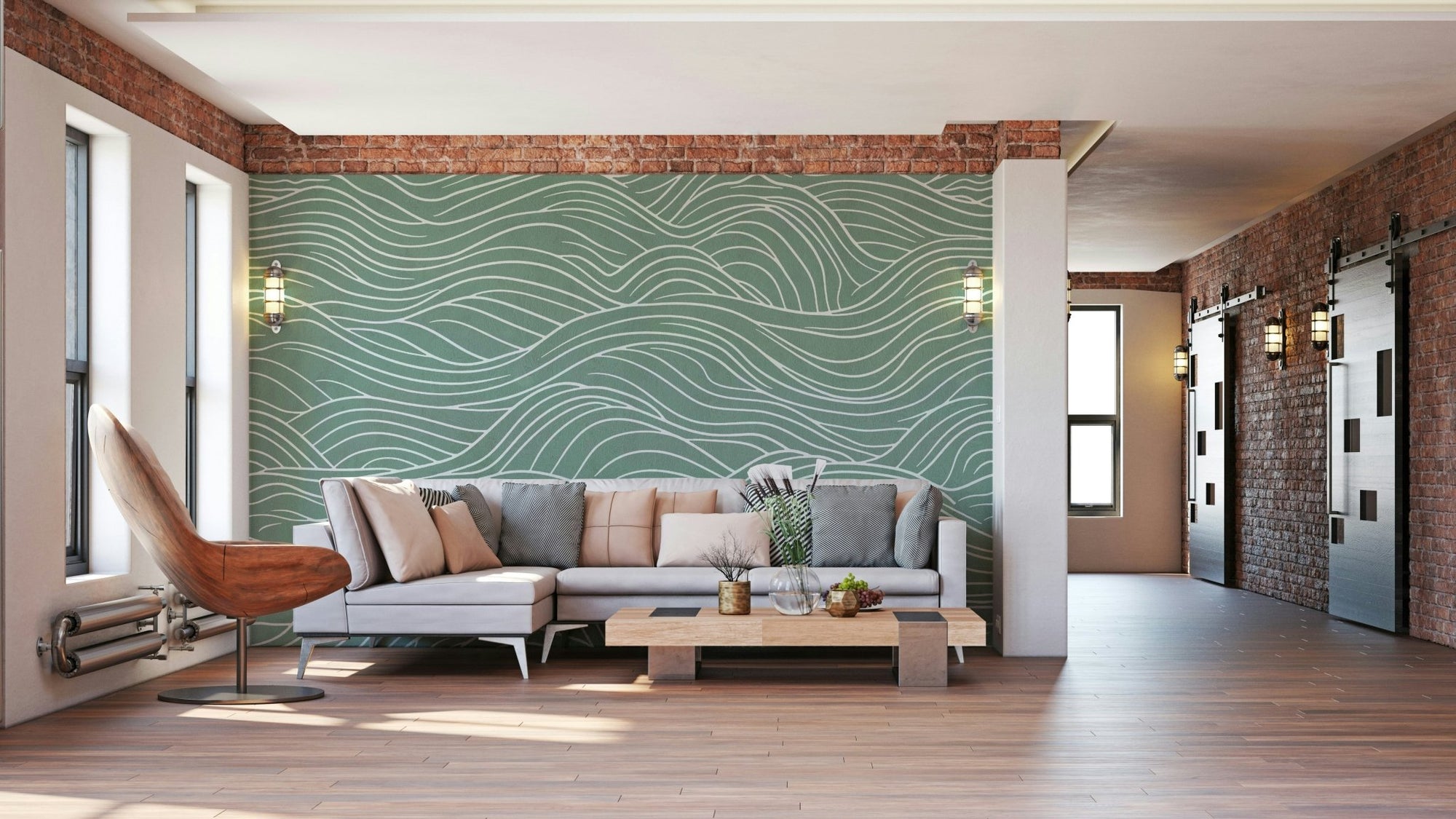 The design features a repeating pattern of soft, fluid shapes. GD4319

