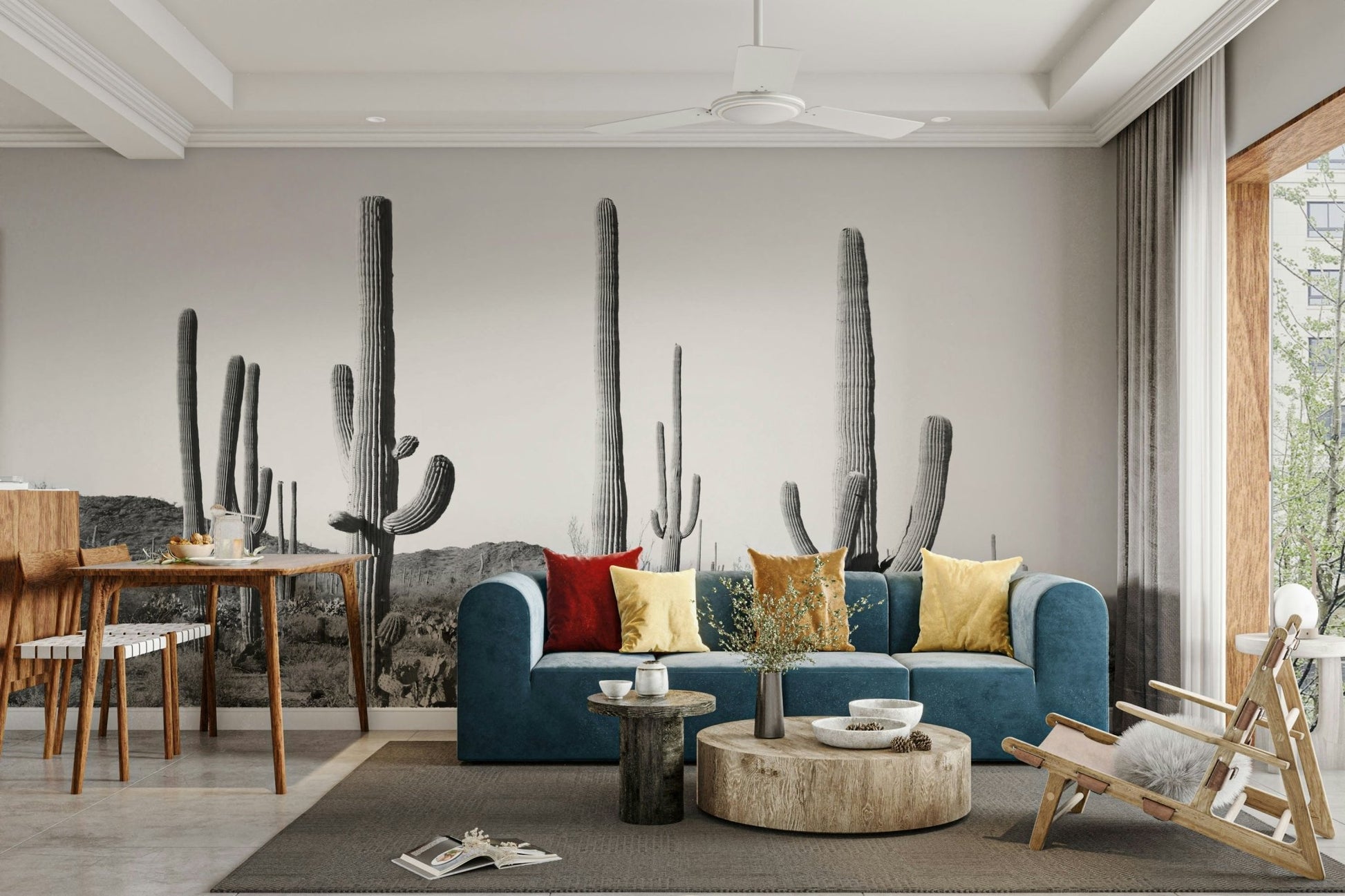 Silhouette of saguaro cacti.

