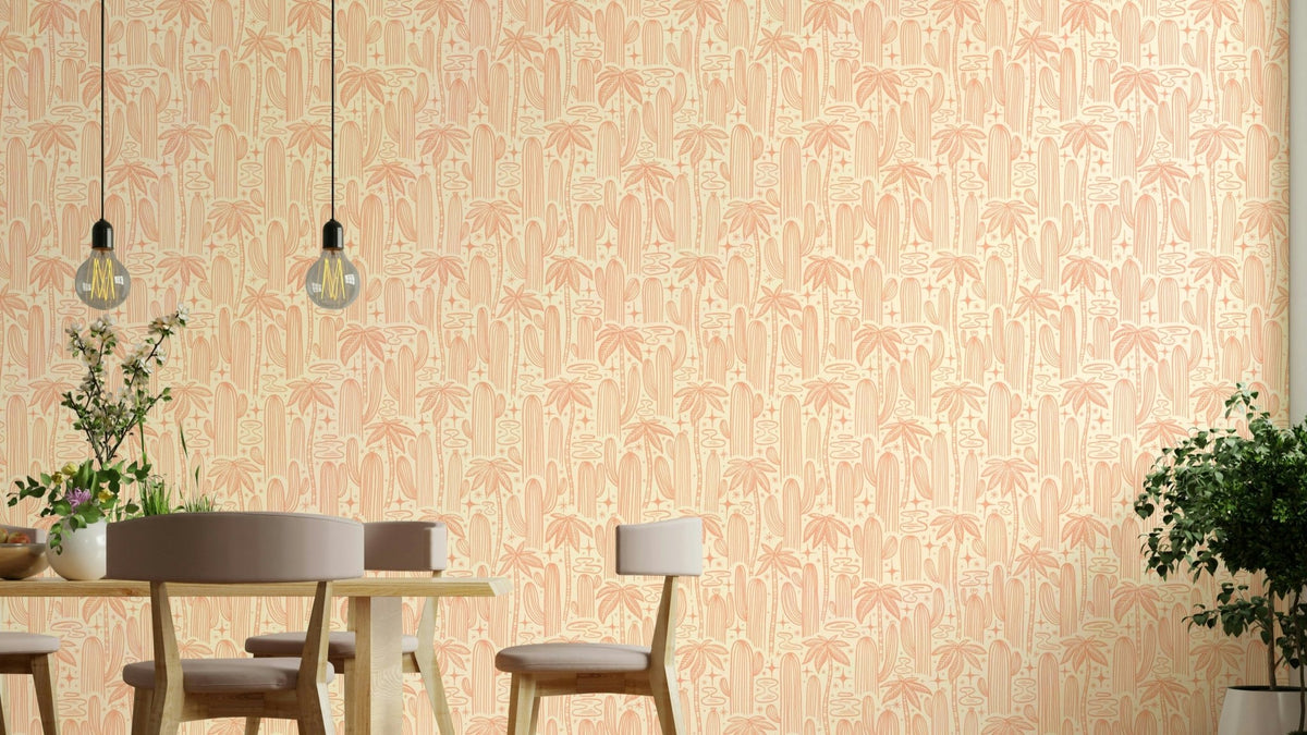 Soft offwhite cactus wallpaper close-up GD667

