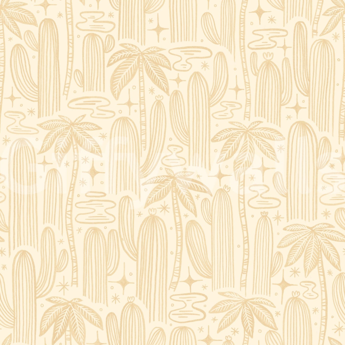 Natural cactus wallpaper with soft white base

