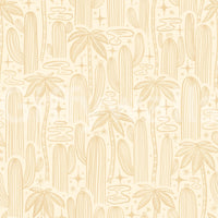 Natural cactus wallpaper with soft white base

