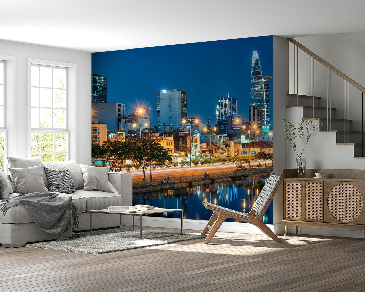 Saigon Skyline Night Wall Mural