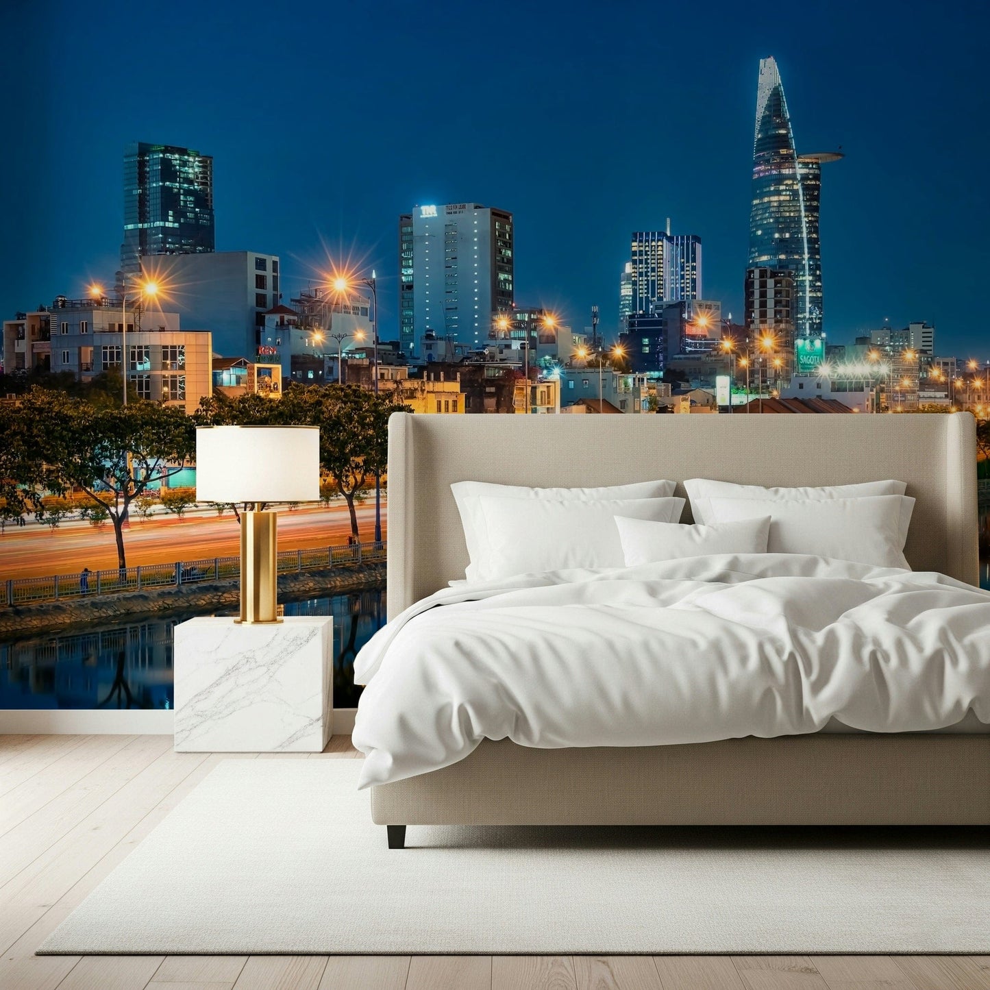 Saigon Skyline Night Wall Mural