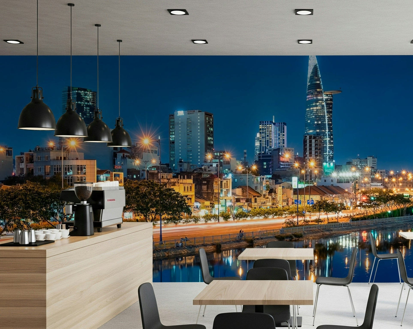 Saigon Skyline Night Wall Mural
