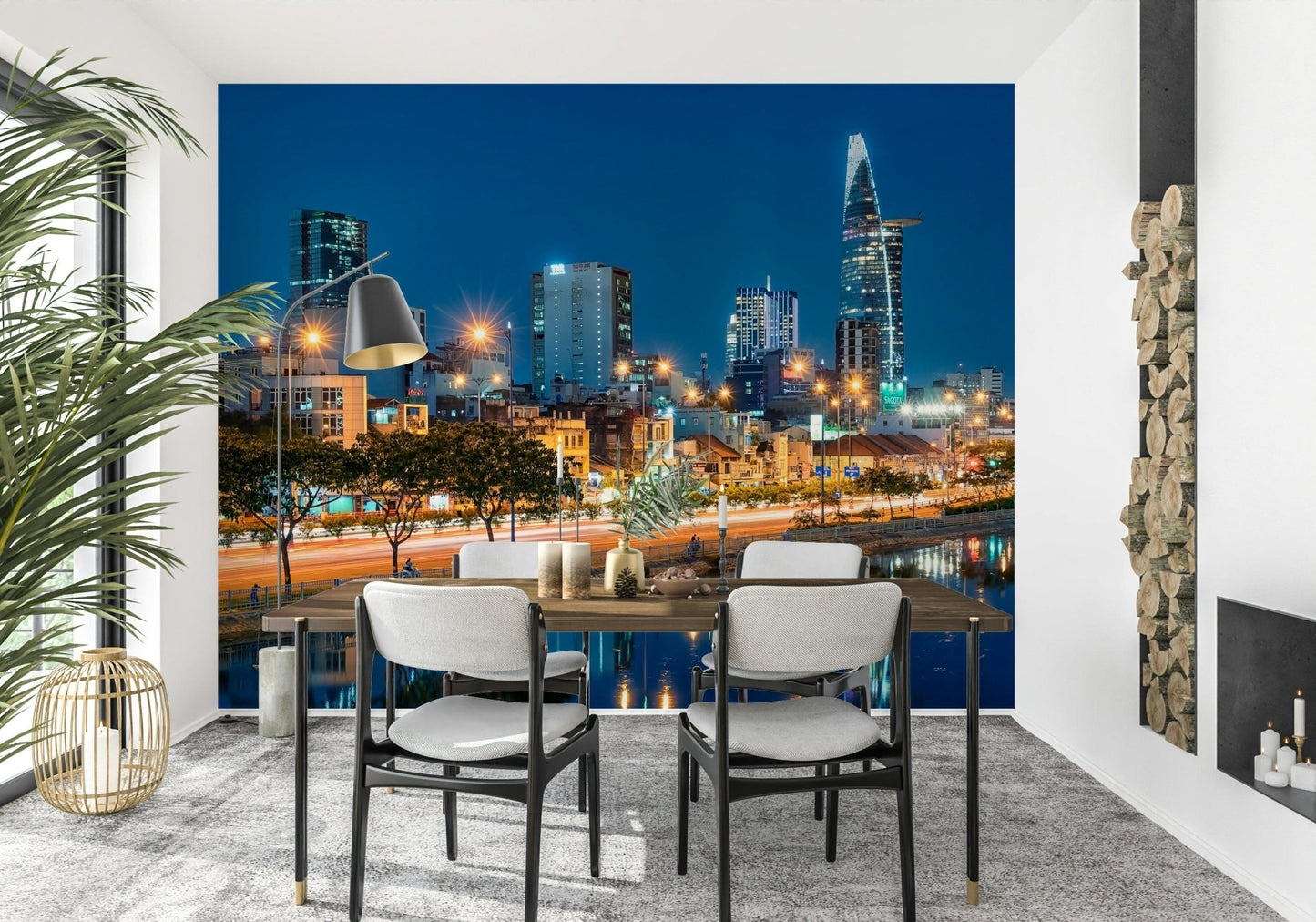 Saigon Skyline Night Wall Mural