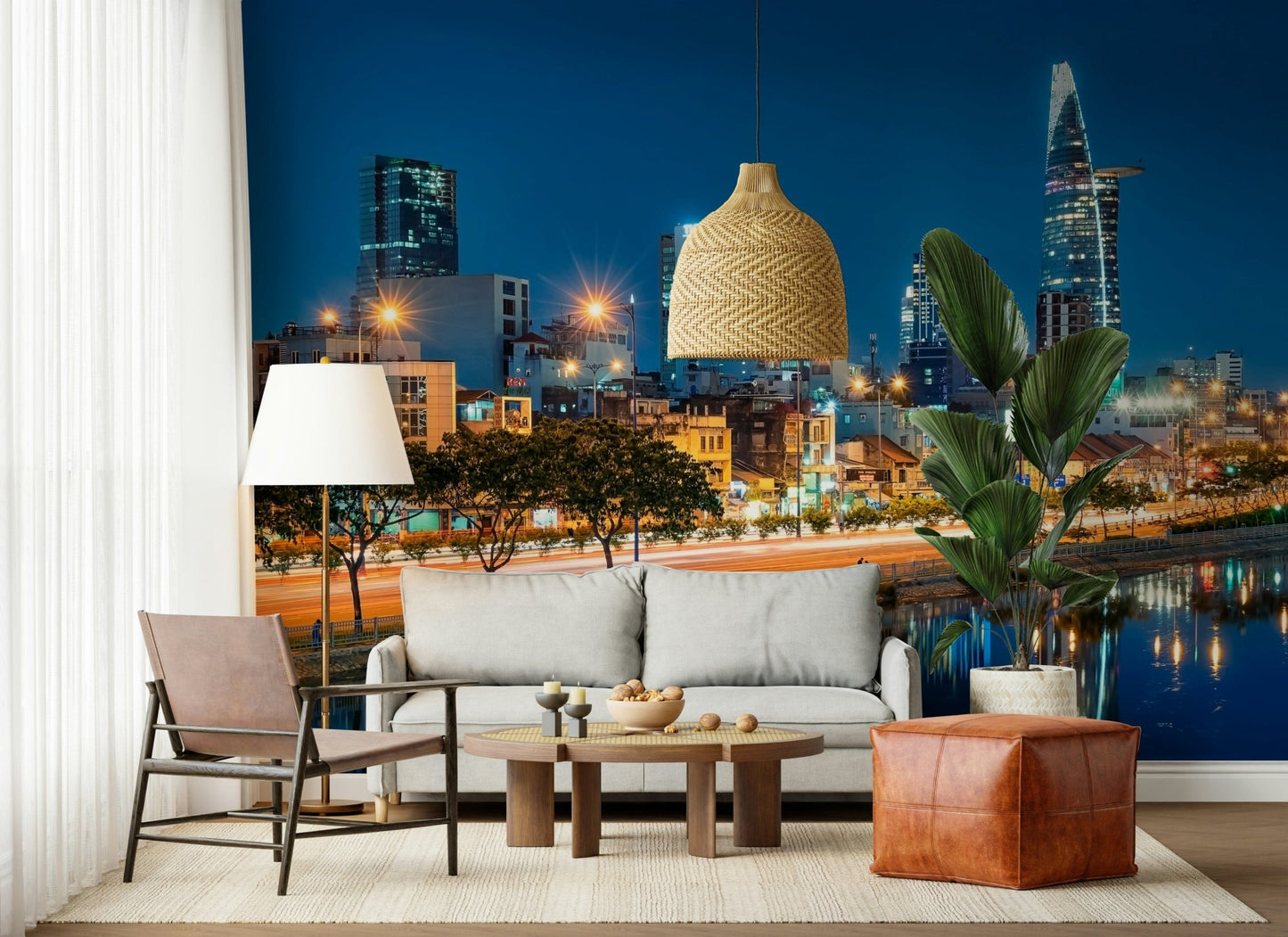 Saigon Skyline Night Wall Mural