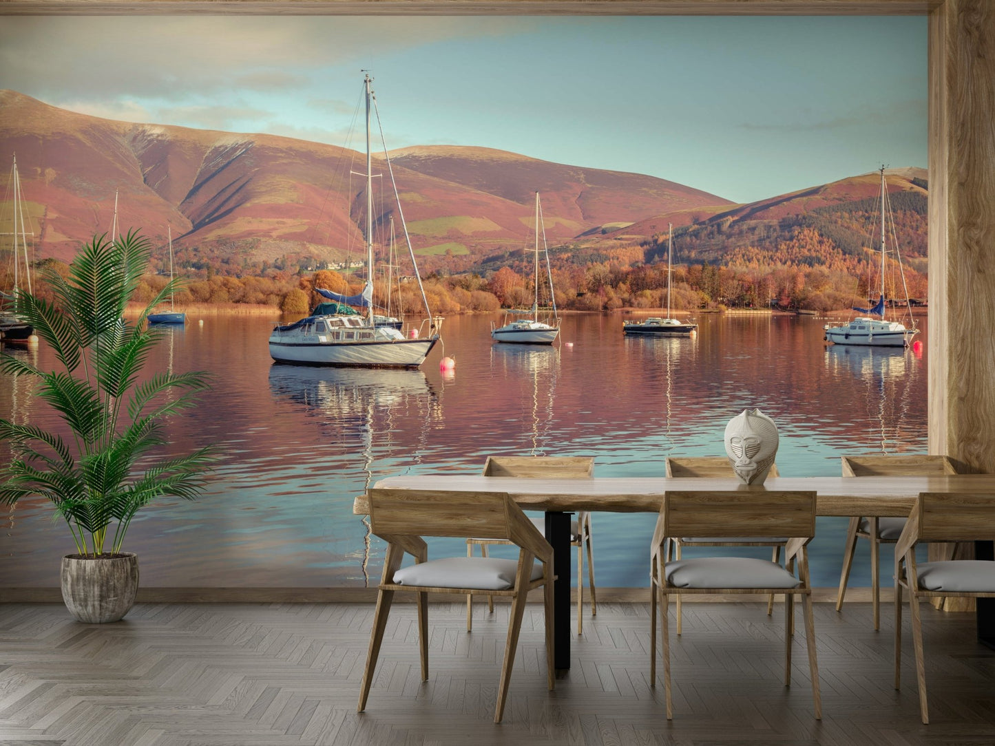 Boat wallpaper for walls with calm waters


