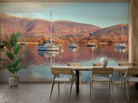 Boat wallpaper for walls with calm waters

