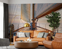 Open ocean and sailboat wallpaper for a peaceful wall mural.