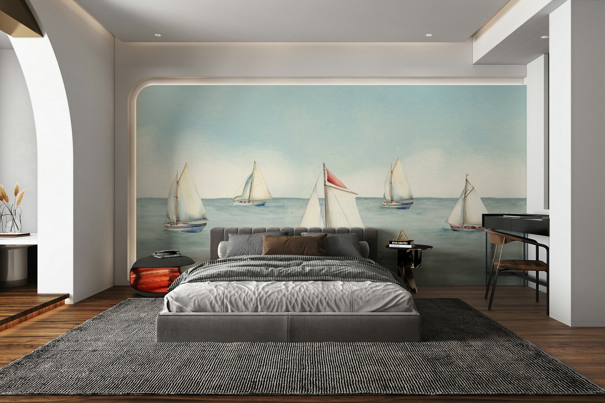 Wall decor showing a peaceful seaside view

