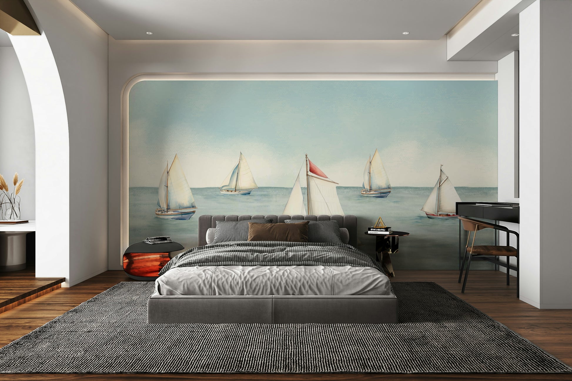Wall decor showing a peaceful seaside view


