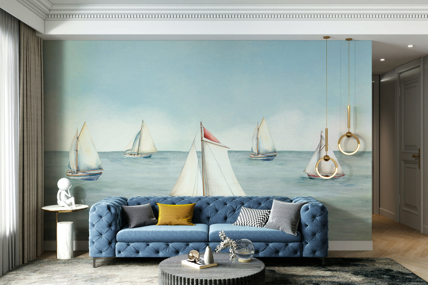 Mural wallpaper of serene sailing dreams

