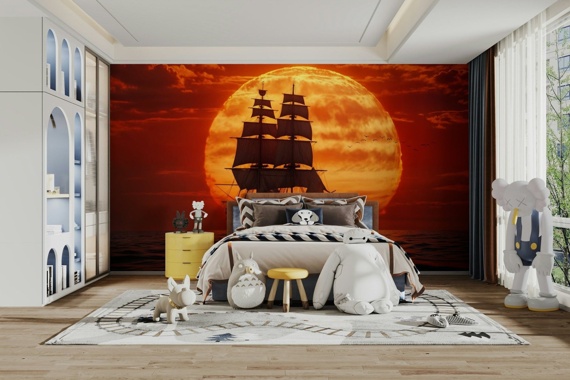 A contemplative twilight sail wallpaper mural for a feature wall.

