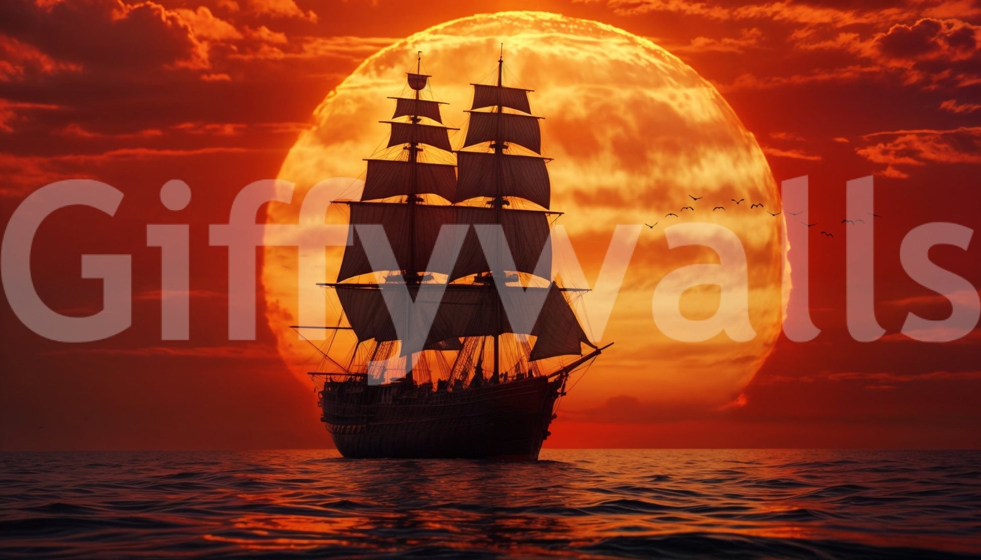 A high-quality serene ocean wall mural for walls.

