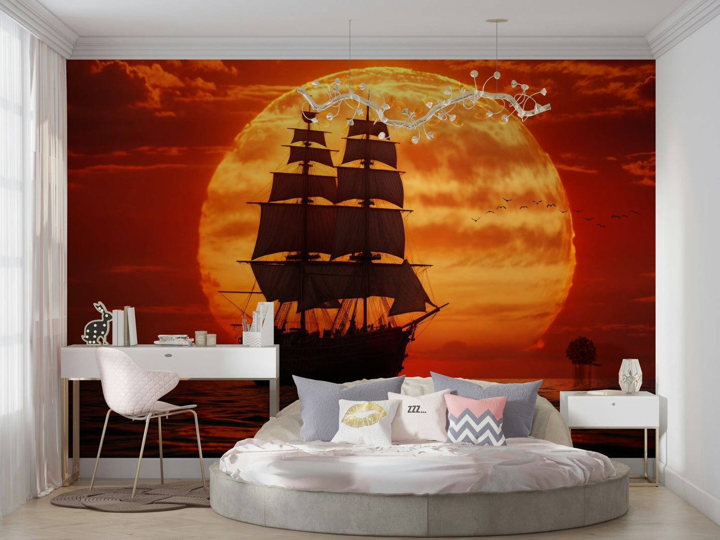 A serene coastal landscape wall mural for your decor.

