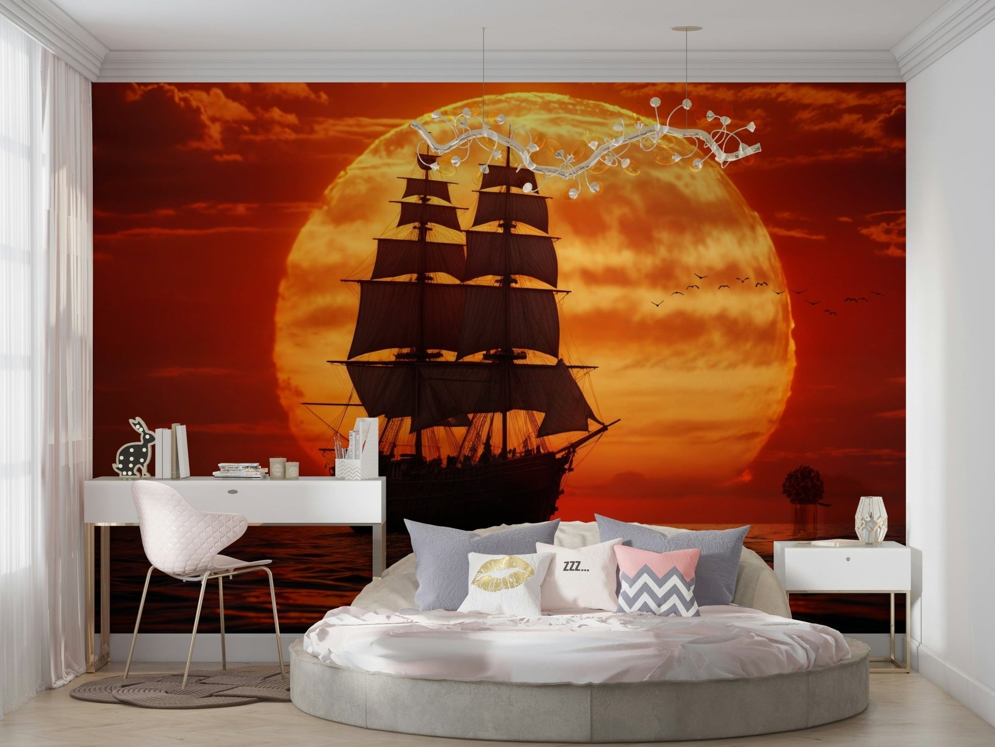 A serene coastal landscape wall mural for your decor.

